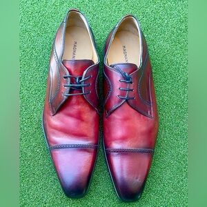 Magnanni Leyton Medallion Toe Oxfords in a burnished burgundy leather Size 11